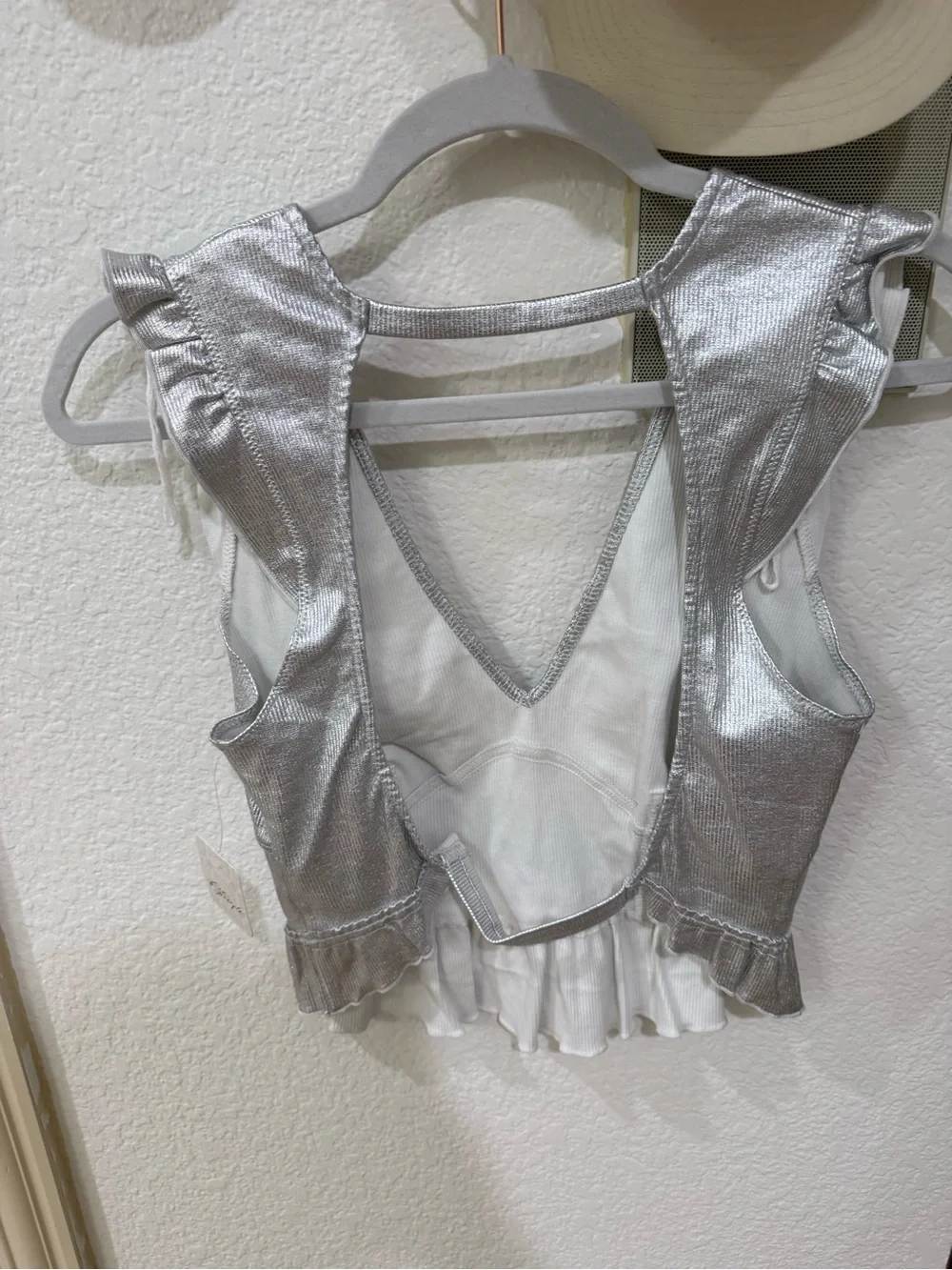 Free People Metallic Silver Top